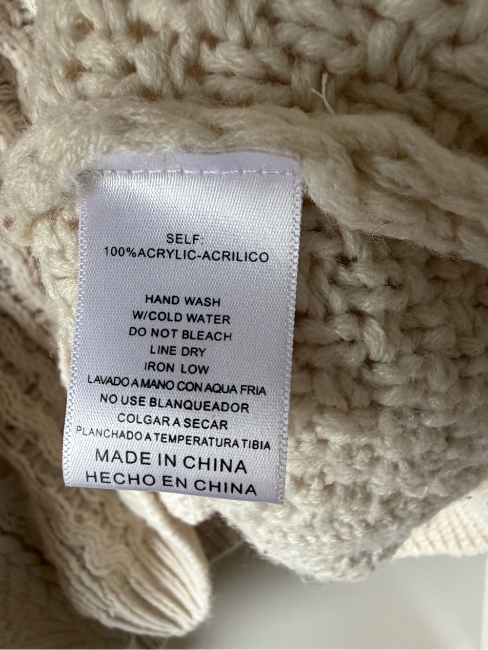 Altar'd State Cable Knit Chunky Sweater | Cream | XL - Picture 6 of 6